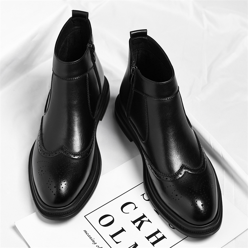 Men'S Formal Wear - Herbst-Winter-Herren-Business-High-Top-Stiefel mit dicken Sohlen sind einfach,