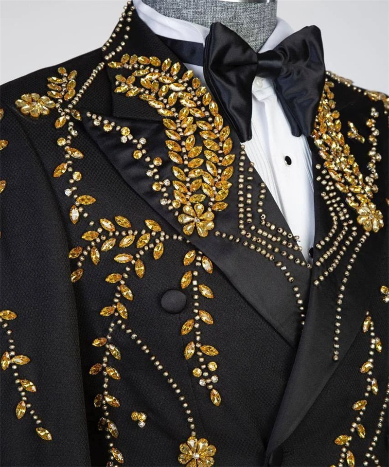 Men Formal Wear With Coat - Goldene Kristalle Herrenanzüge Set 2-teilig Blazer