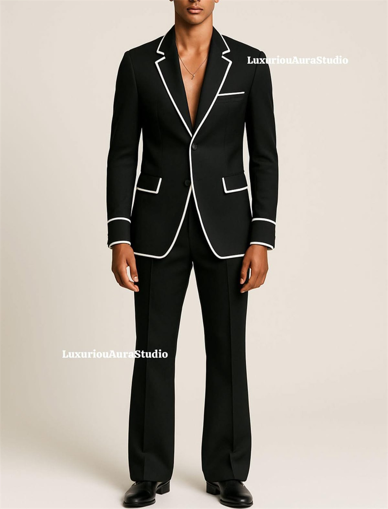 Men Formal Wear With Coat - Designer Schwarzer Herrenanzug Set 2-teilig Blazer+Hose