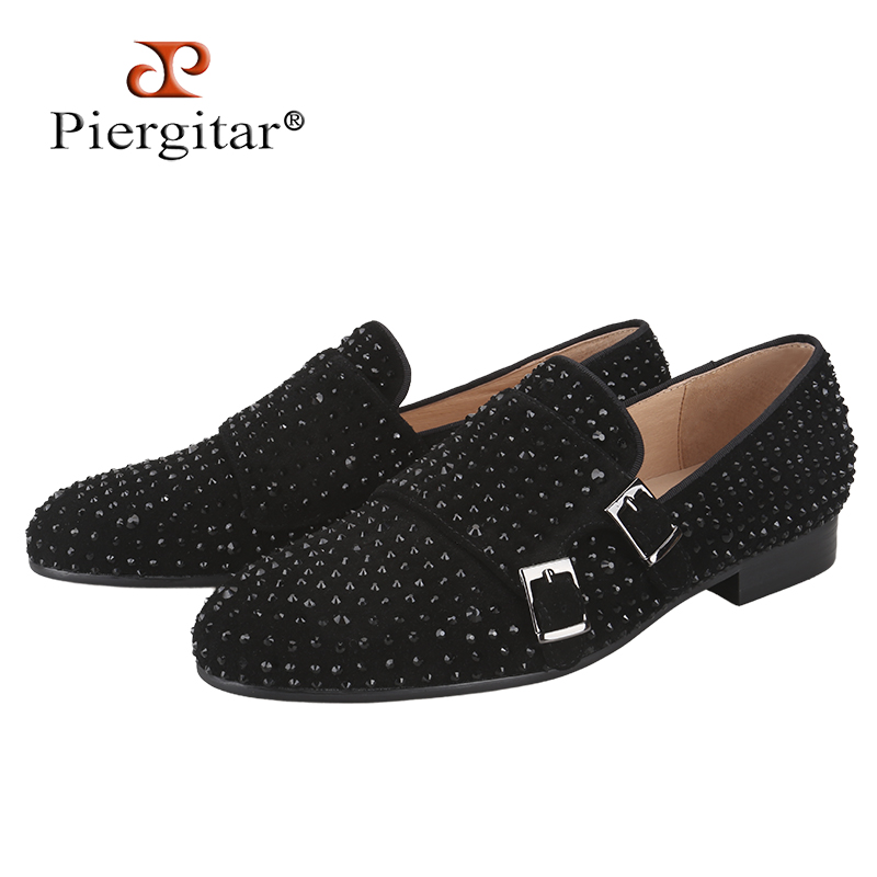 Men'S Formal Wear - Piergitar Neue Herren-Doppelmönchsschuhe aus schwarzem Wildleder