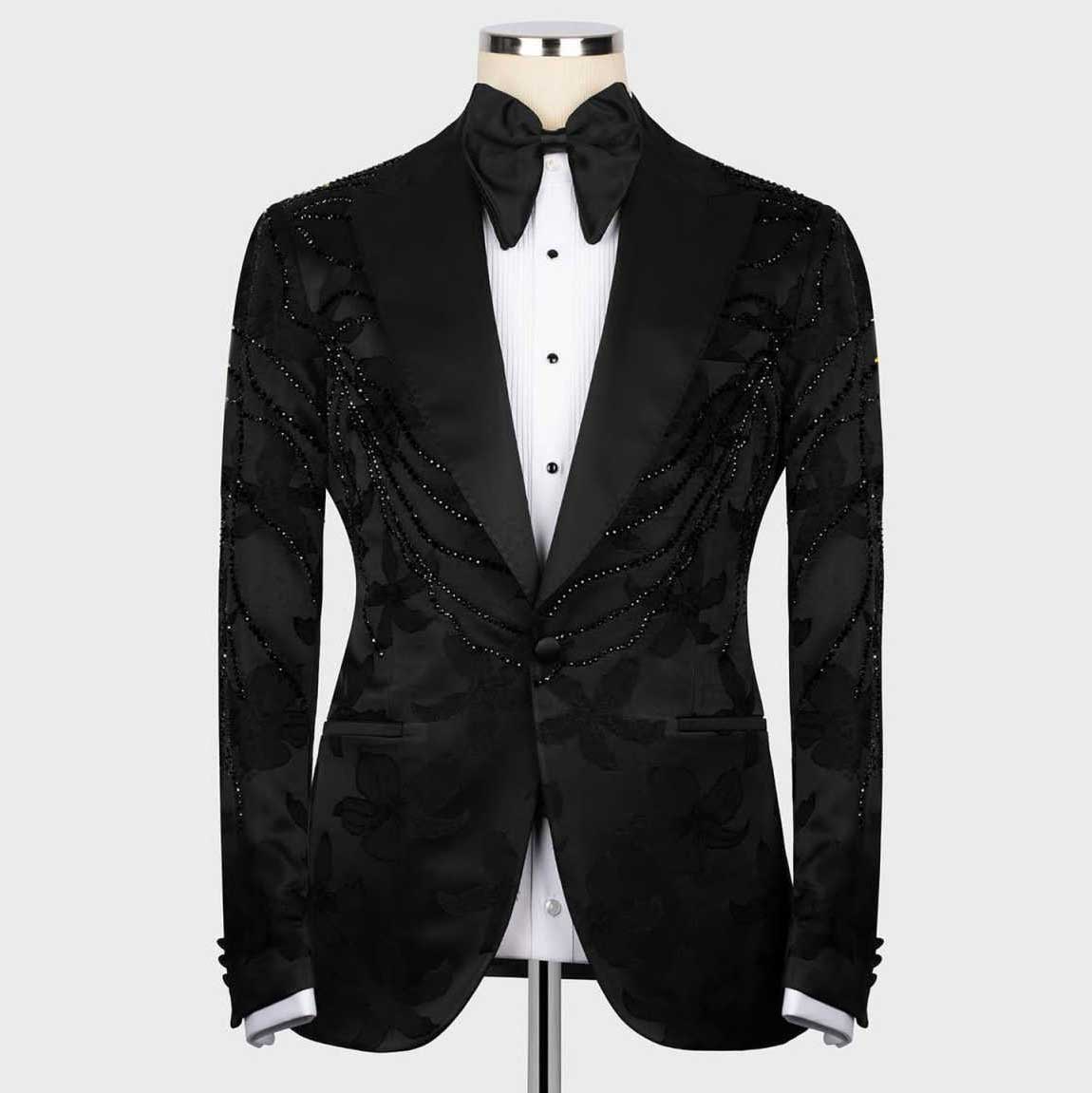Men Formal Wear With Coat - Party-Anzug, Modenschau, Hochzeit, Herren-Anzug, Kristall, 2-teilig,