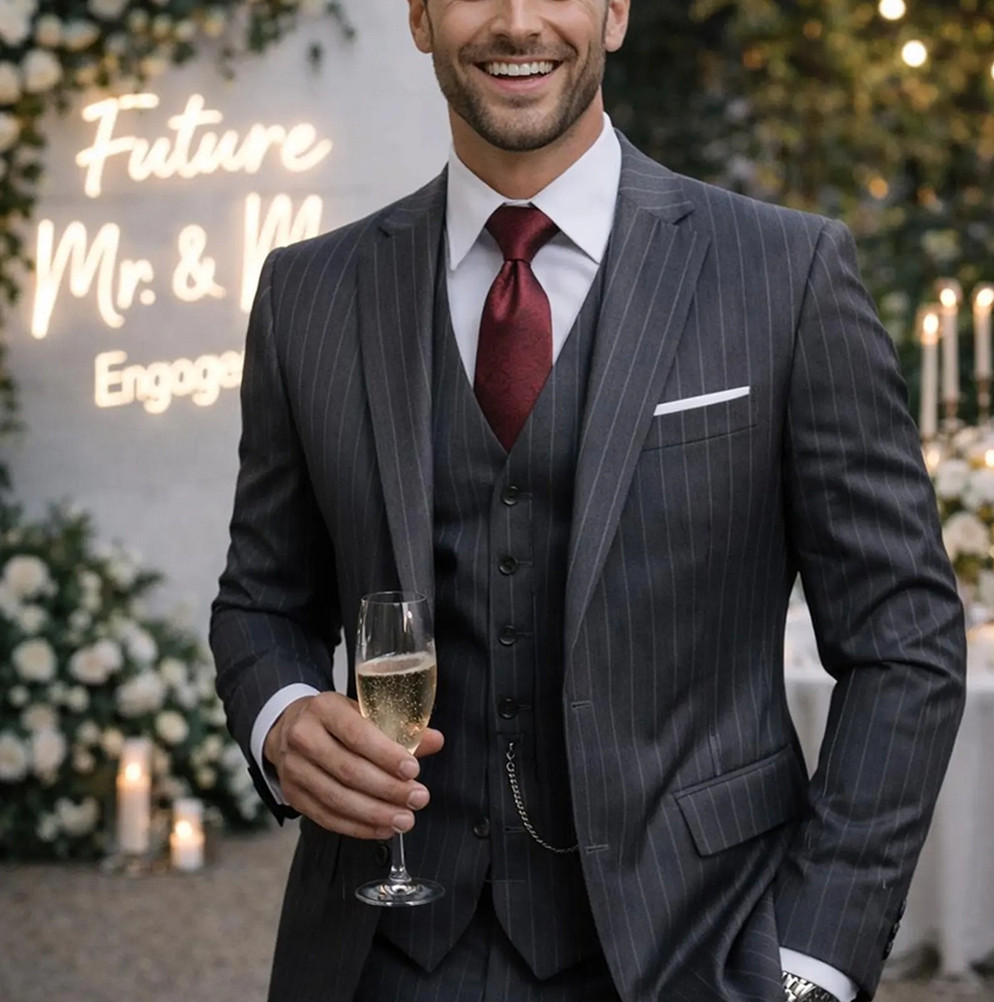 Men'S Formal Wear For Engagement - Eleganter 3-teiliger Hochzeitsanzug für den Bräutigam,