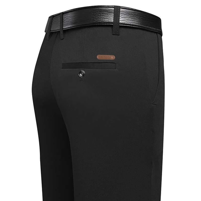 Men'S Formal Wear - Herrenhose mit geradem Bein, Lederetikett, Gesäßtasche,