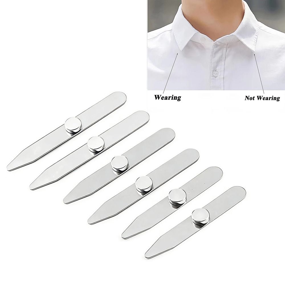 Collar Stay Metal - 6 Stück Langlebige Edelstahl-Kragenstreben Magnetisch mit