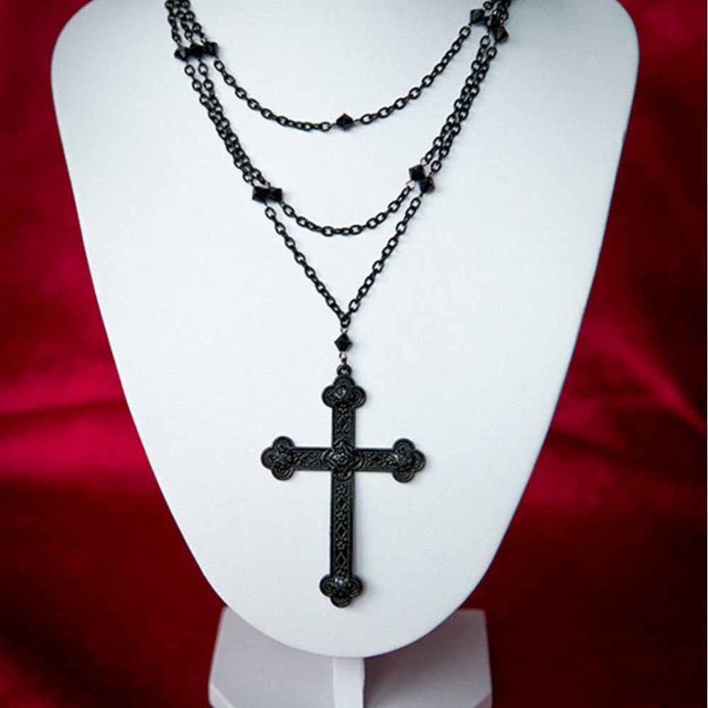Men'S Gothic Formal Wear - Trendy Gothic Schwarz Gravierte Muster Kreuz