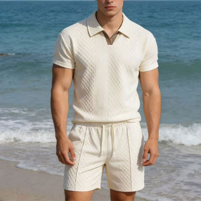 Slim Fit Suit Set - 2026 Sommer 100kg Herrenanzüge Einfarbig Waffel-Revers