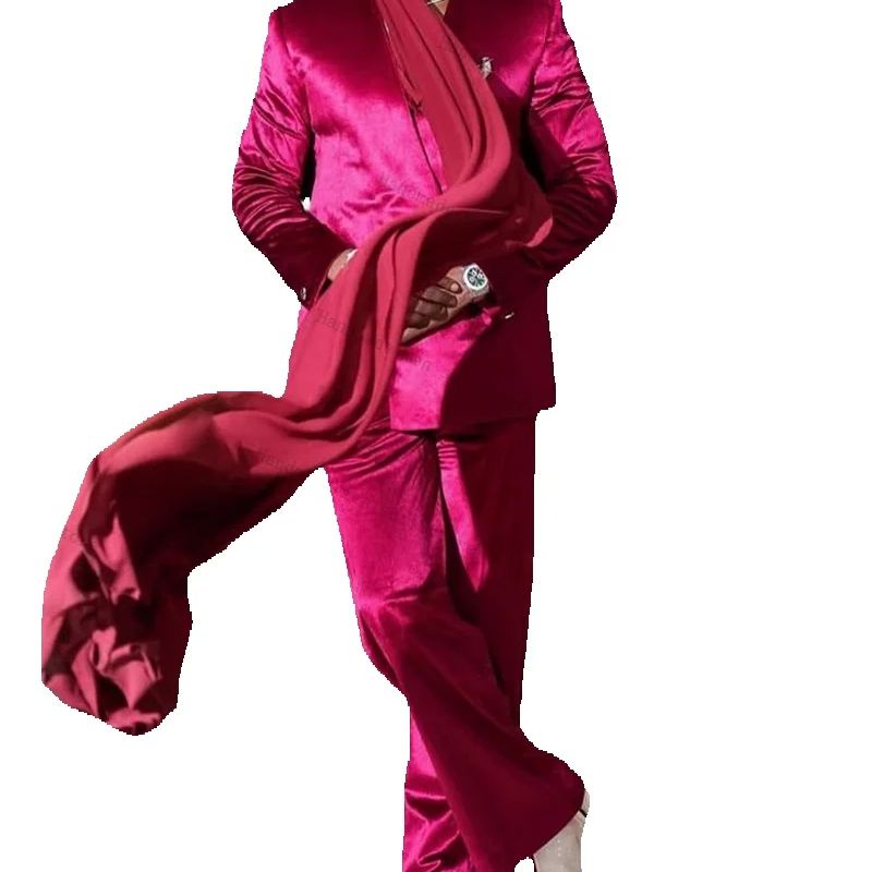 Rosa Satin Herren Anzug Set 2- – Men Formal Wear With Scarf Bewertung und Preis