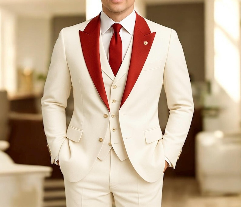 Weißer 3-teiliger Herrenanzug, – Men'S Formal Wear For Engagement Bewertung und Preis